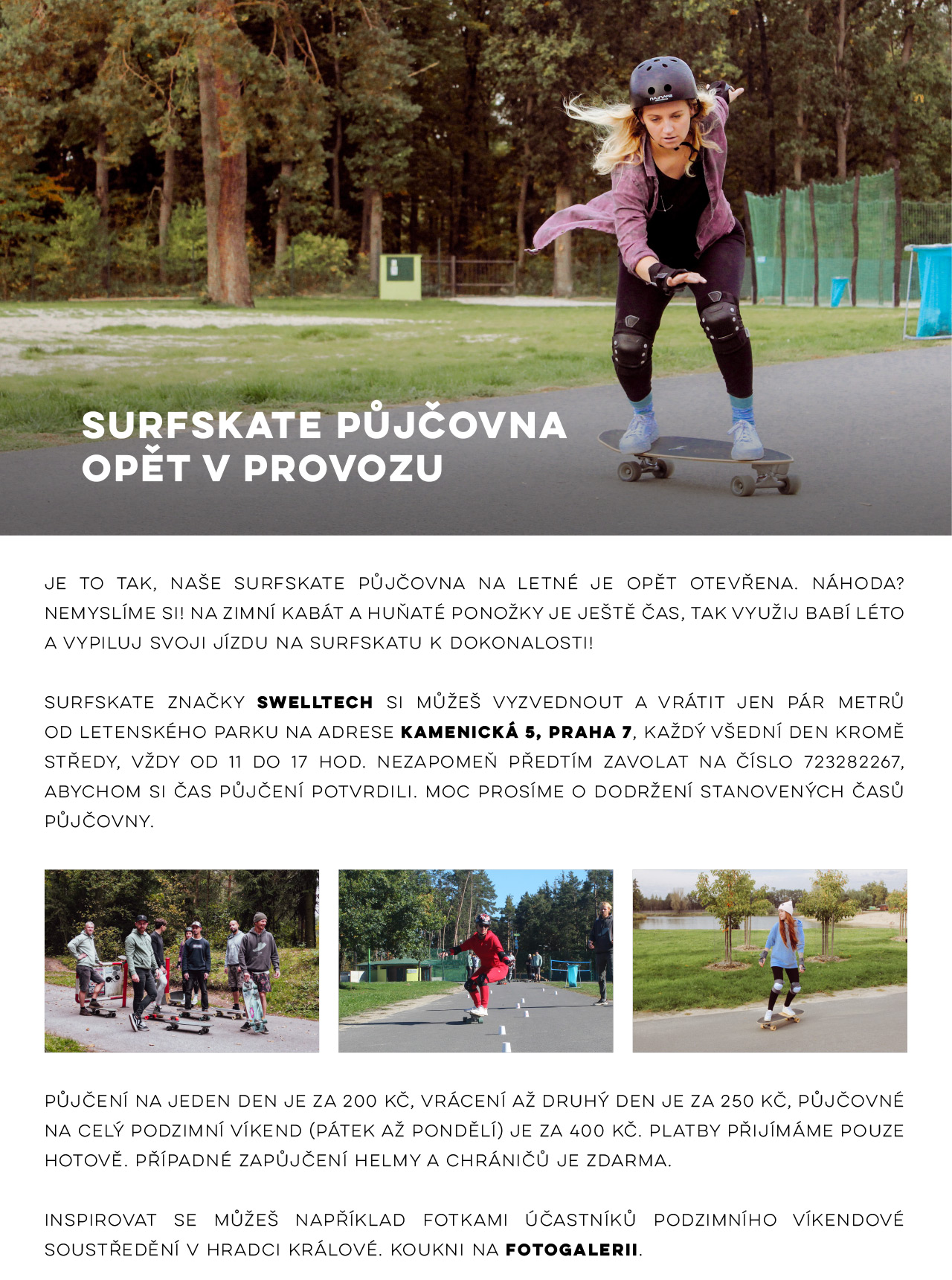Surfskate půjčovna opět v provozu