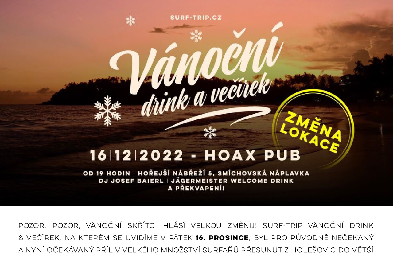 Vánoční večírek se stěhuje na Smíchov
